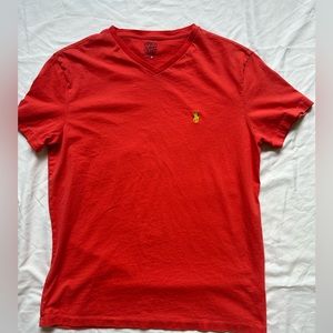 Polo Ralph Lauren Men’s V Neck 100% Cotton Short Sleeve Tee, Small, Coral, NWOT
